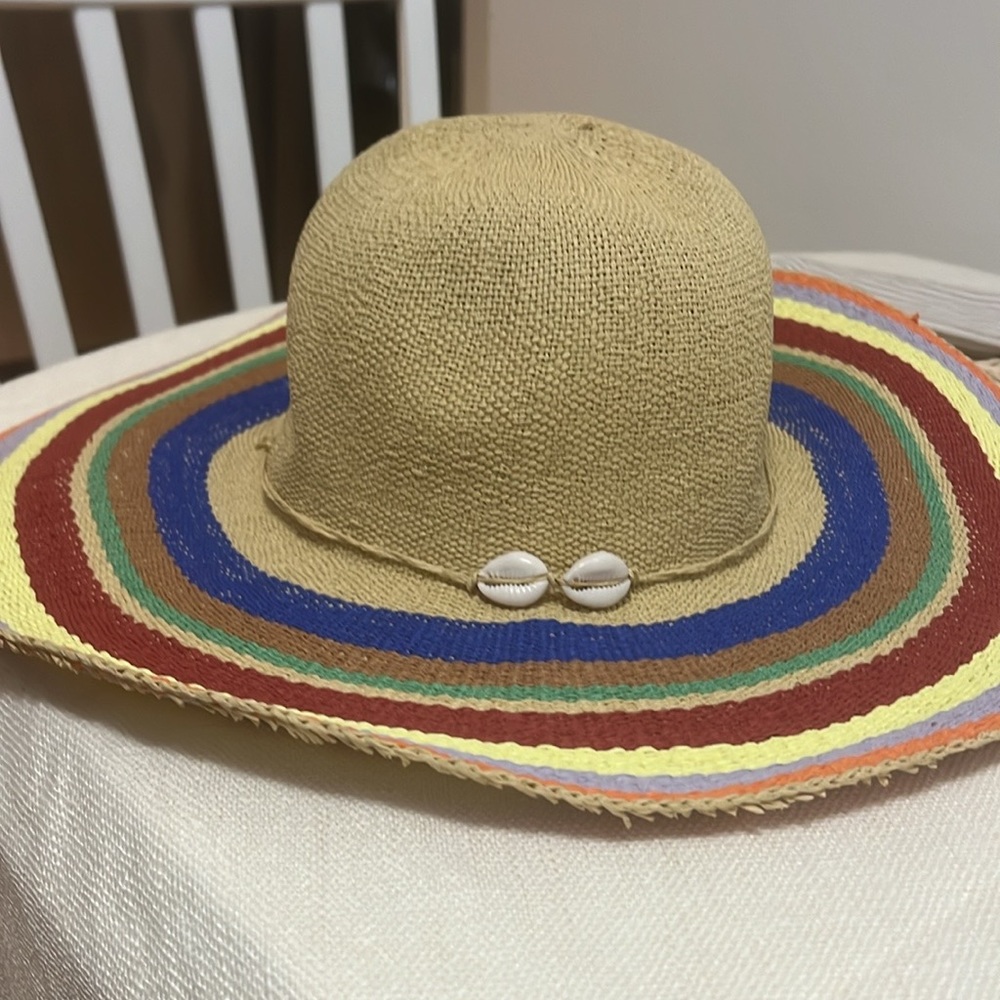 Bellerose brand new sun hat with rainbow stripes on brim